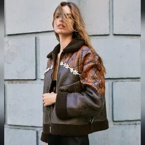 Nasty Gal Brown and Tan Bomber Jacket